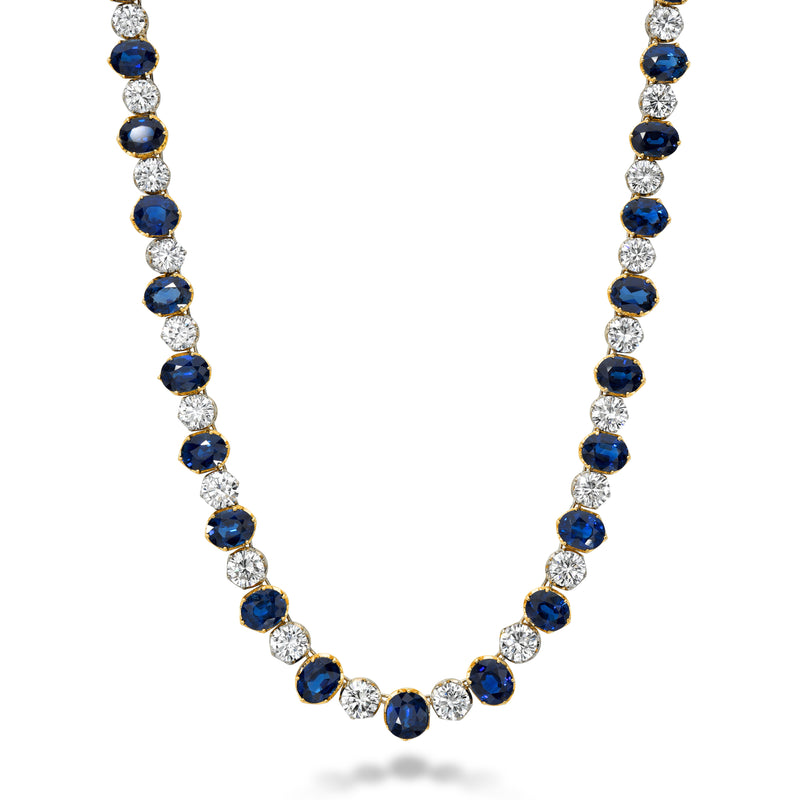 Sapphire and Diamond Tennis Necklace