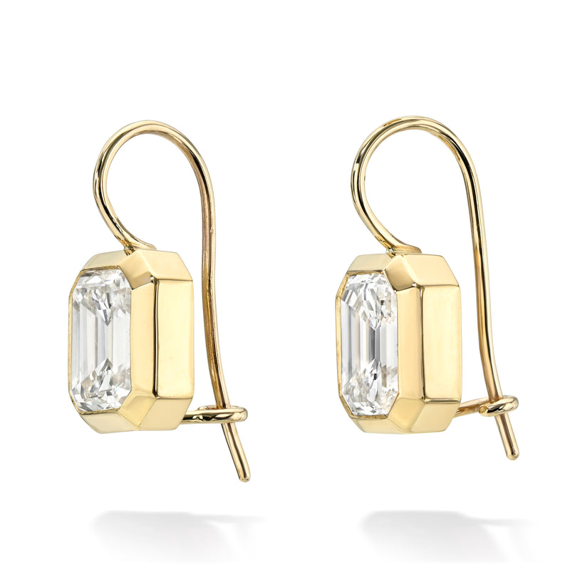 Emerald Cut Bezel Set Earring