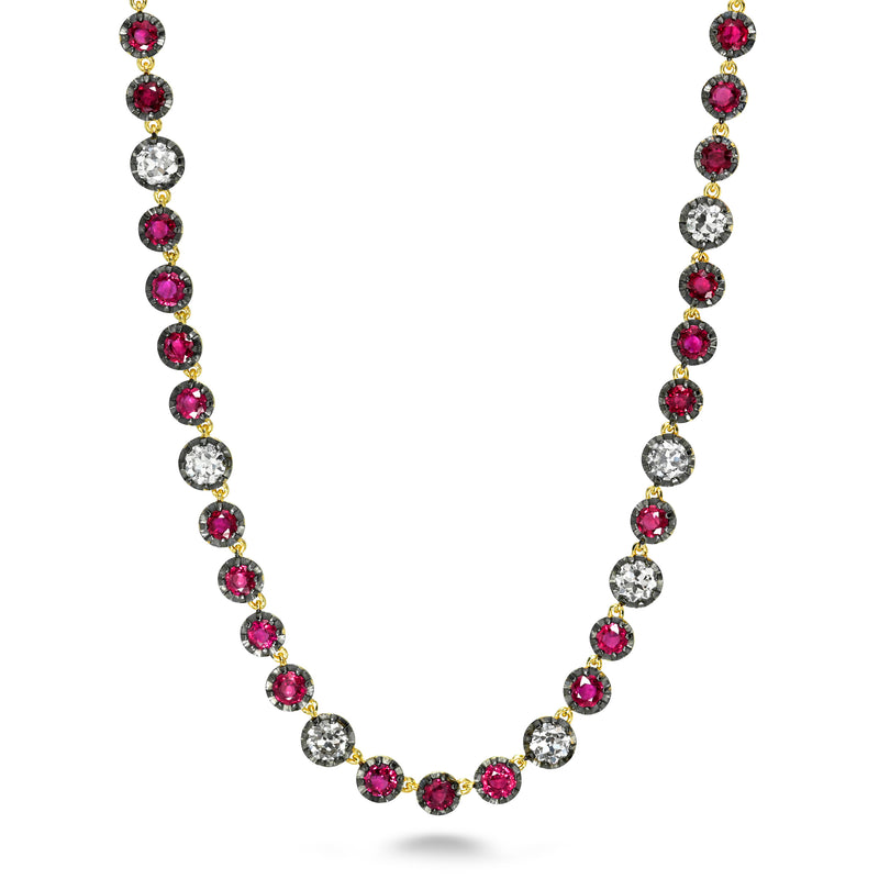 Old Euro and Ruby Rivière Necklace